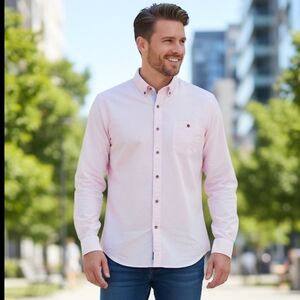 Craft + Flow Blush Pink Long Sleeve Button Down Shirt Size Men's Small NWOT